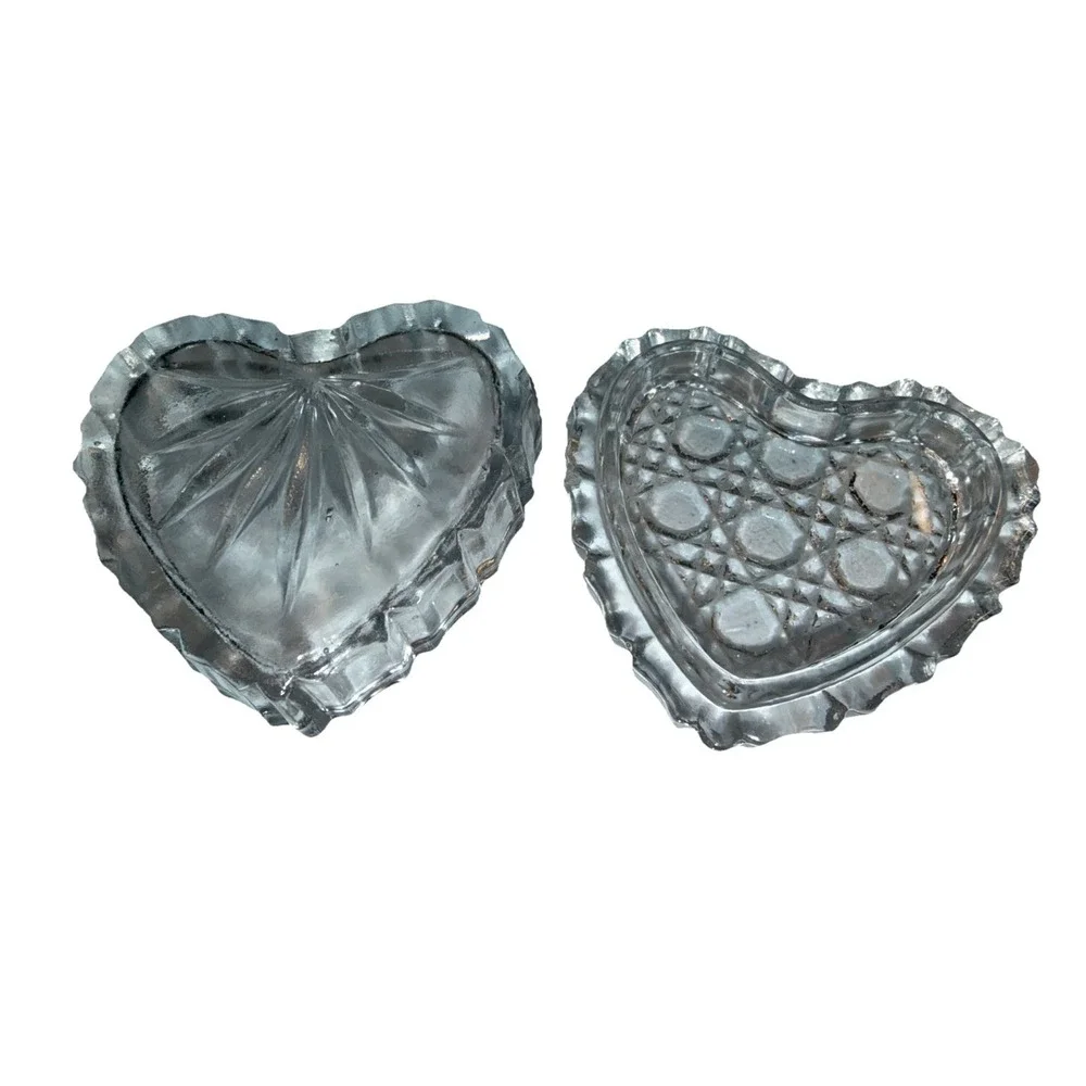 Heart Shaped Jewel Crystal Glass Covered‎ Trinket Keepsake Box - 2.5 x 2.5